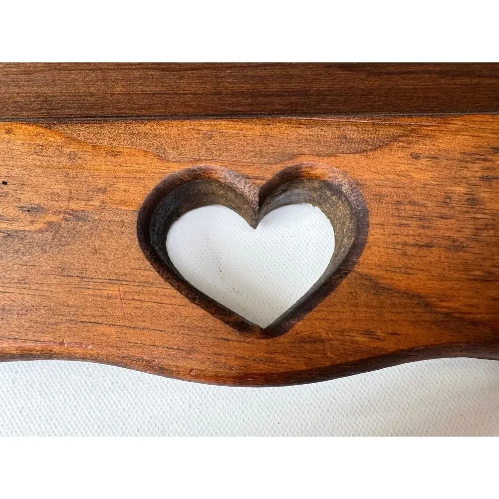 Vintage Wooden Wall Shelf with Heart Cutout